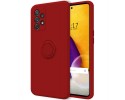 Funda Silicona Líquida Ultra Suave con Anillo para Samsung Galaxy A72 color Roja