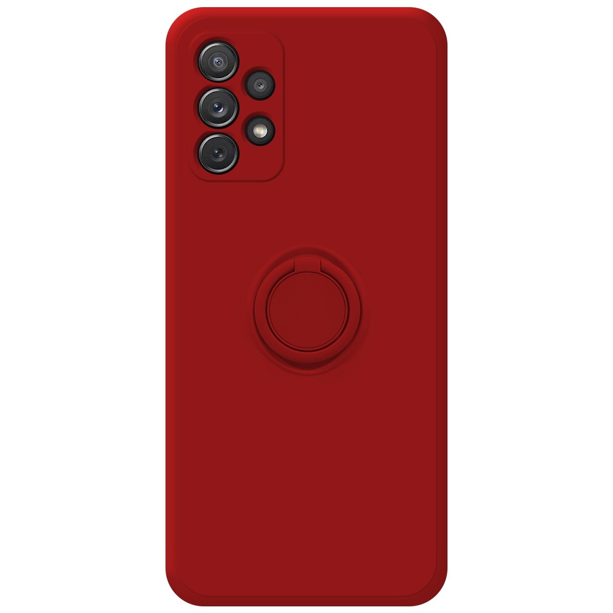 Funda Silicona Líquida Ultra Suave con Anillo para Samsung Galaxy A72 color Roja