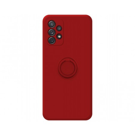 Funda Silicona Líquida Ultra Suave con Anillo para Samsung Galaxy A72 color Roja
