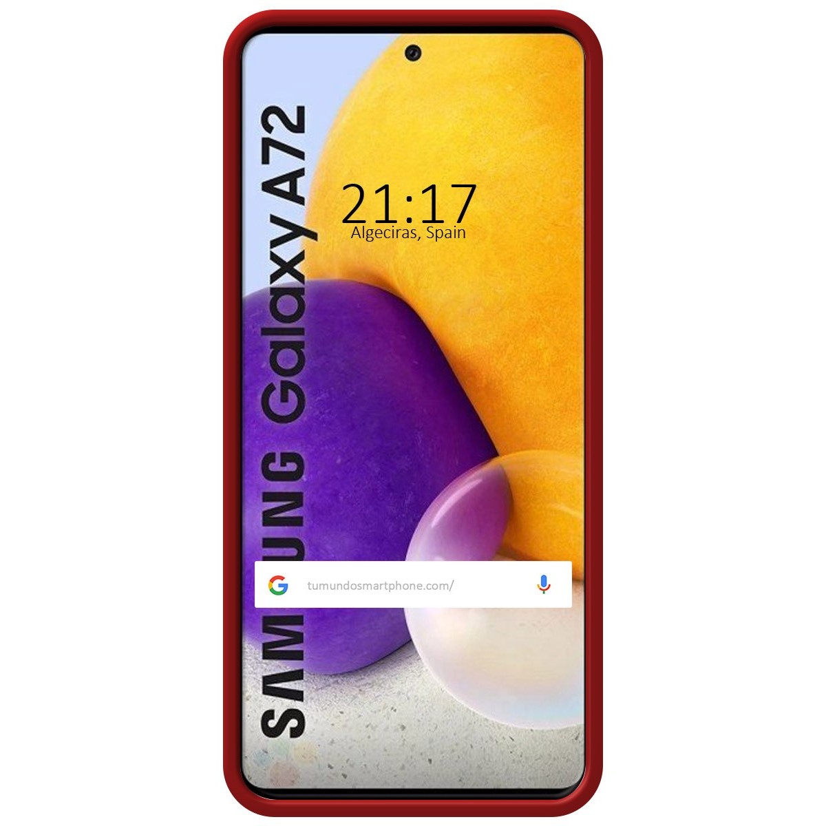 Funda Silicona Líquida Ultra Suave con Anillo para Samsung Galaxy A72 color Roja