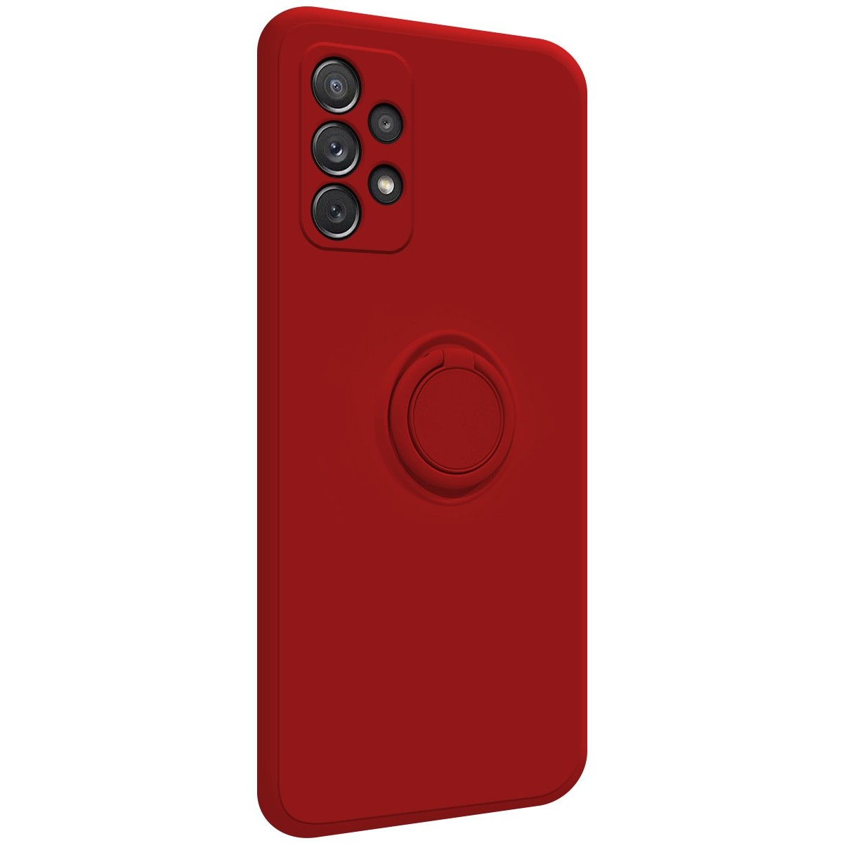 Funda Silicona Líquida Ultra Suave con Anillo para Samsung Galaxy A72 color Roja