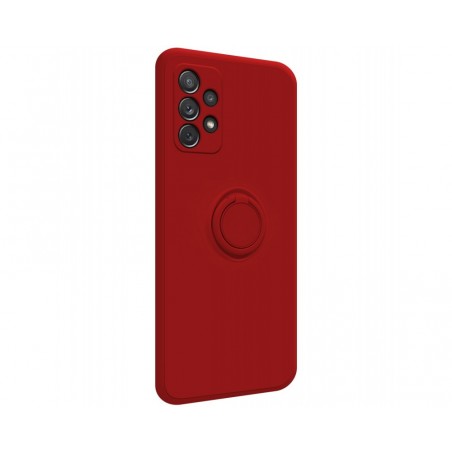 Funda Silicona Líquida Ultra Suave con Anillo para Samsung Galaxy A72 color Roja