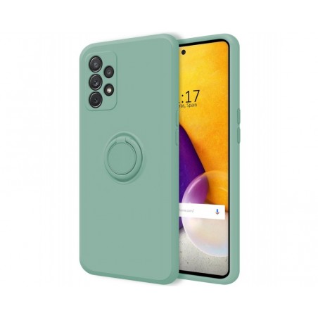 Funda Silicona Líquida Ultra Suave con Anillo para Samsung Galaxy A72 color Verde
