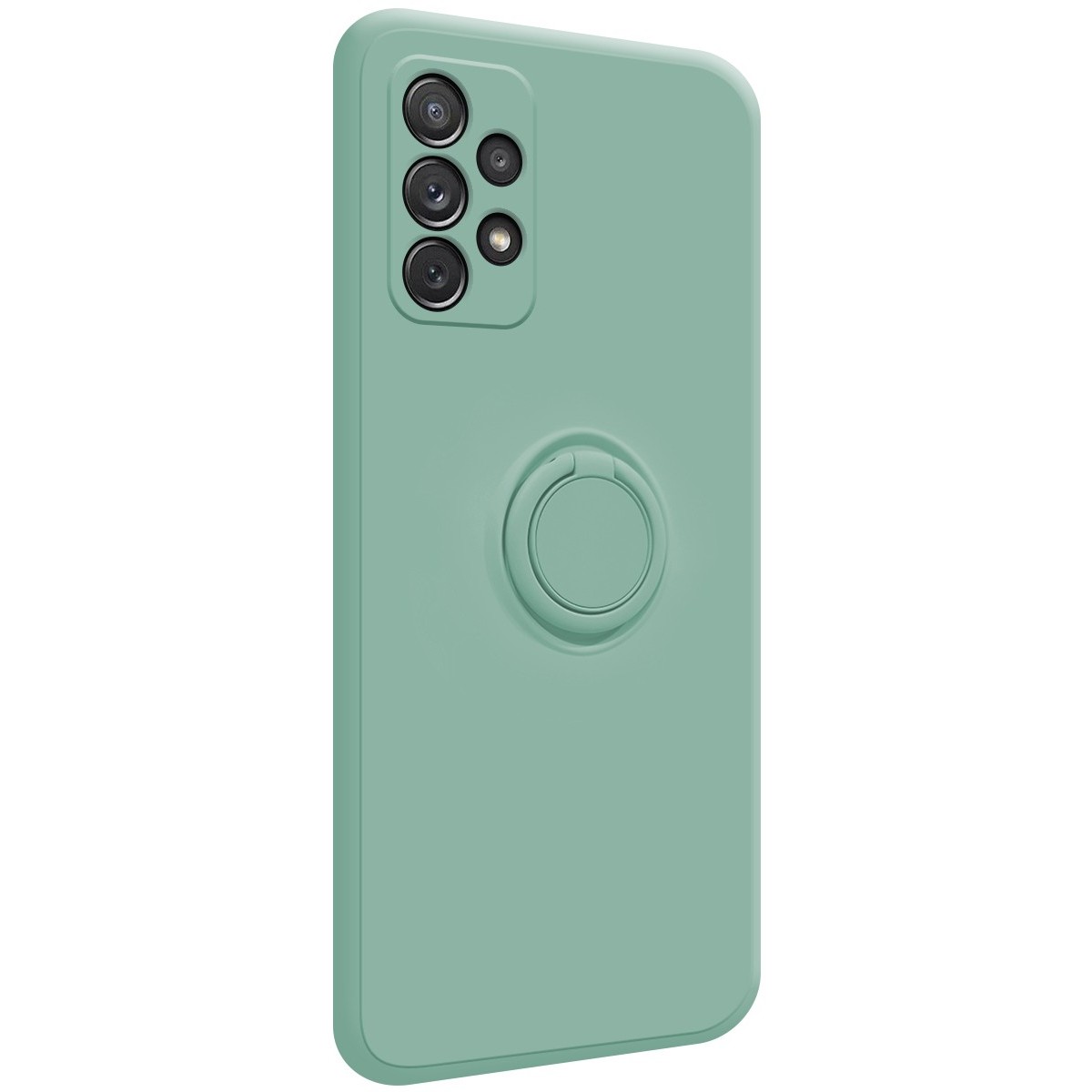 Funda Silicona Líquida Ultra Suave con Anillo para Samsung Galaxy A72 color Verde