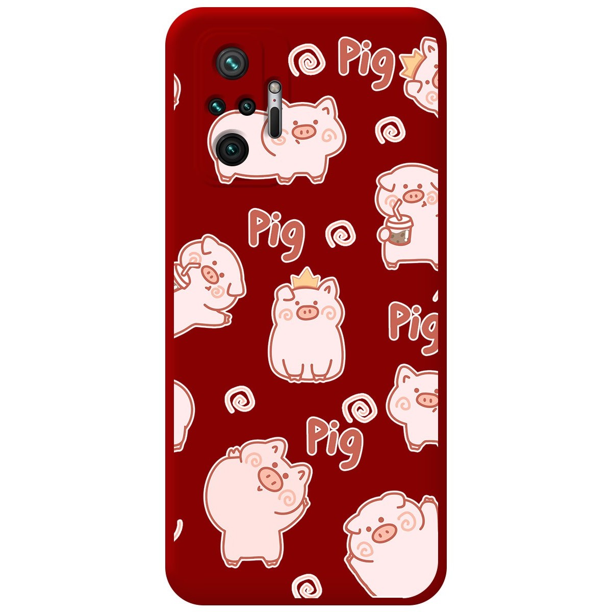 Funda Silicona Líquida Roja para Xiaomi Redmi Note 10 Pro diseño Cerdos Dibujos