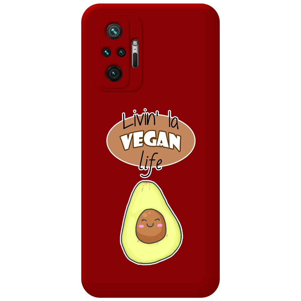 Funda Silicona Líquida Roja para Xiaomi Redmi Note 10 Pro diseño Vegan Life Dibujos