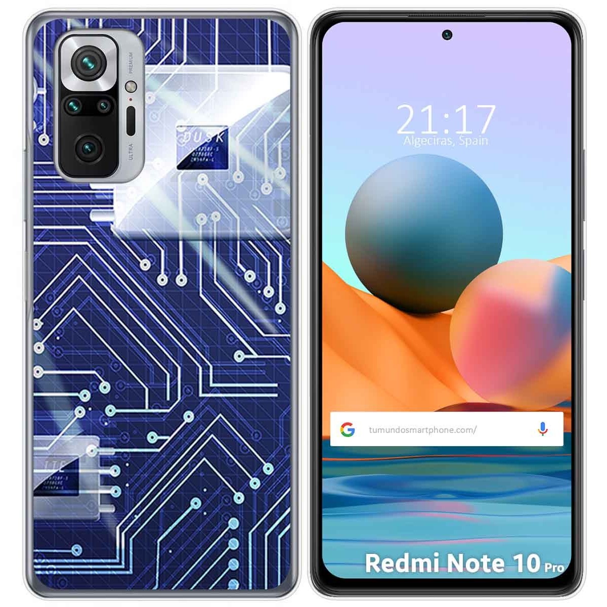 Funda Gel Tpu para Xiaomi Redmi Note 10 Pro diseño Circuito Dibujos