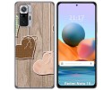 Funda Gel Tpu para Xiaomi Redmi Note 10 Pro diseño Corazones Madera Dibujos