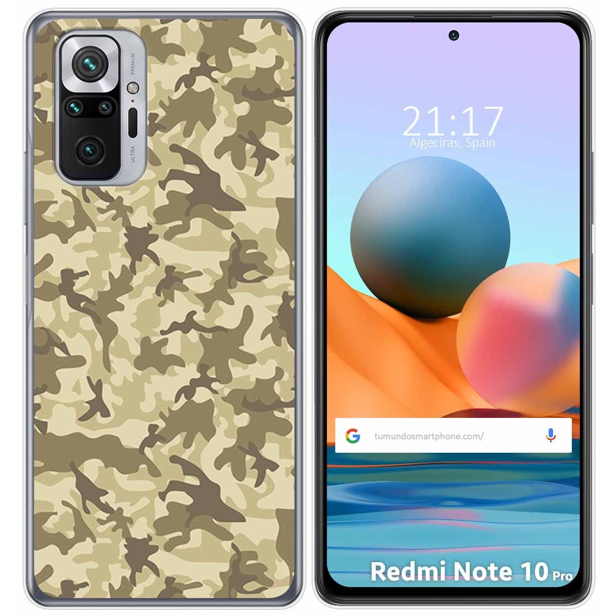 Funda Gel Tpu para Xiaomi Redmi Note 10 Pro diseño Sand Camuflaje Dibujos