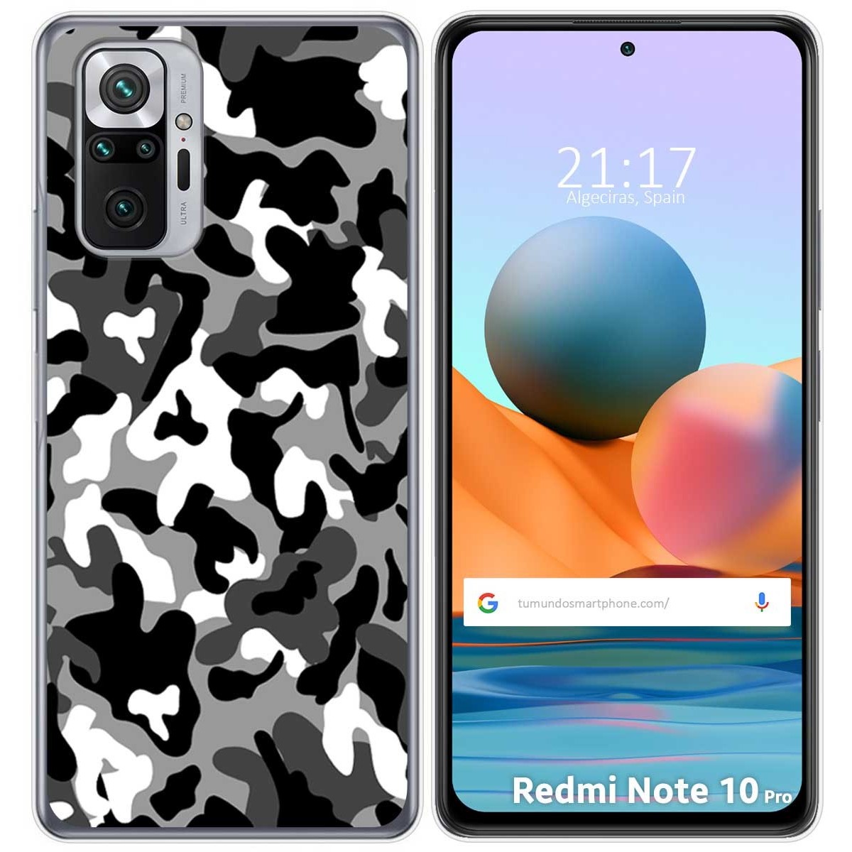 Funda Gel Tpu para Xiaomi Redmi Note 10 Pro diseño Snow Camuflaje Dibujos