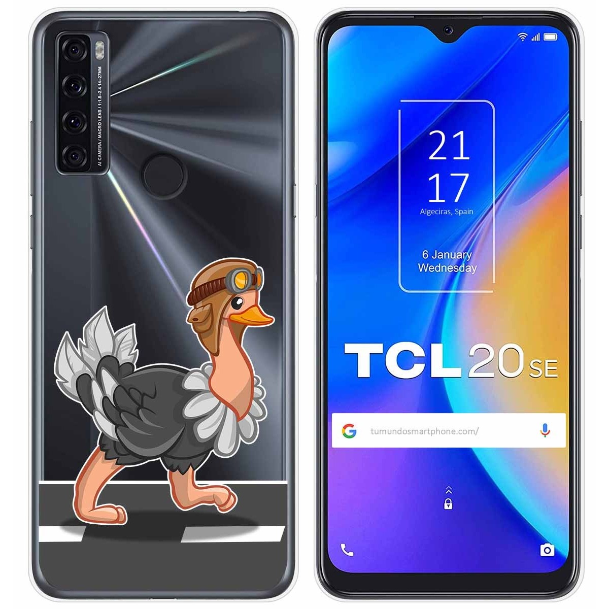 Funda Gel Transparente para TCL 20 SE diseño Avestruz Dibujos