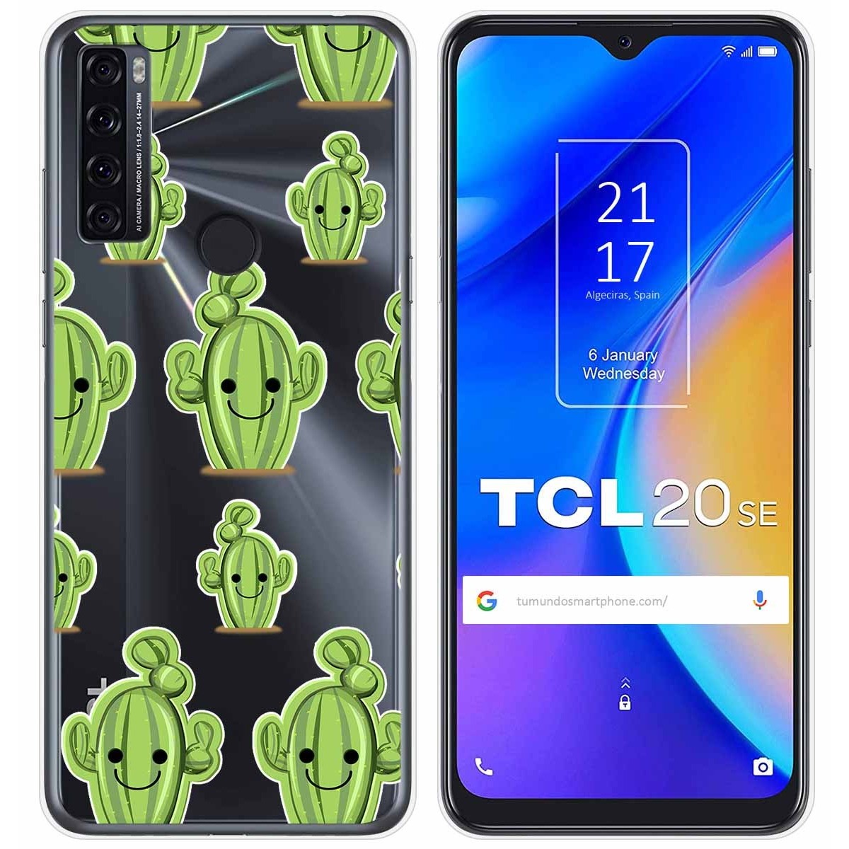 Funda Gel Transparente para TCL 20 SE diseño Cactus Dibujos