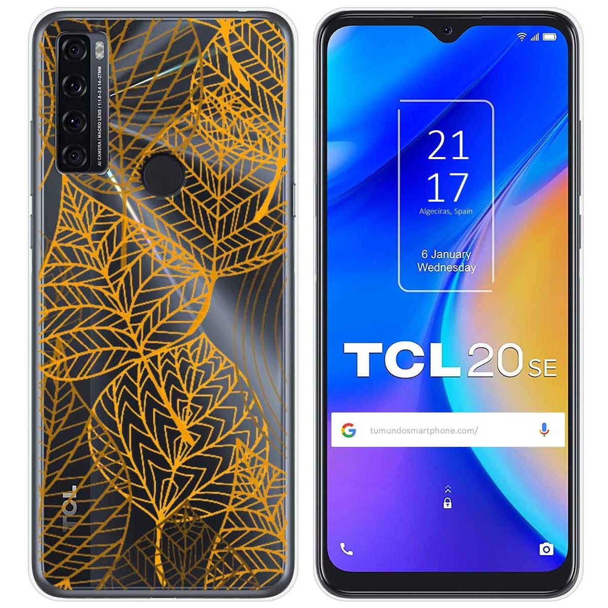 Funda Gel Transparente para TCL 20 SE diseño Hojas Dibujos
