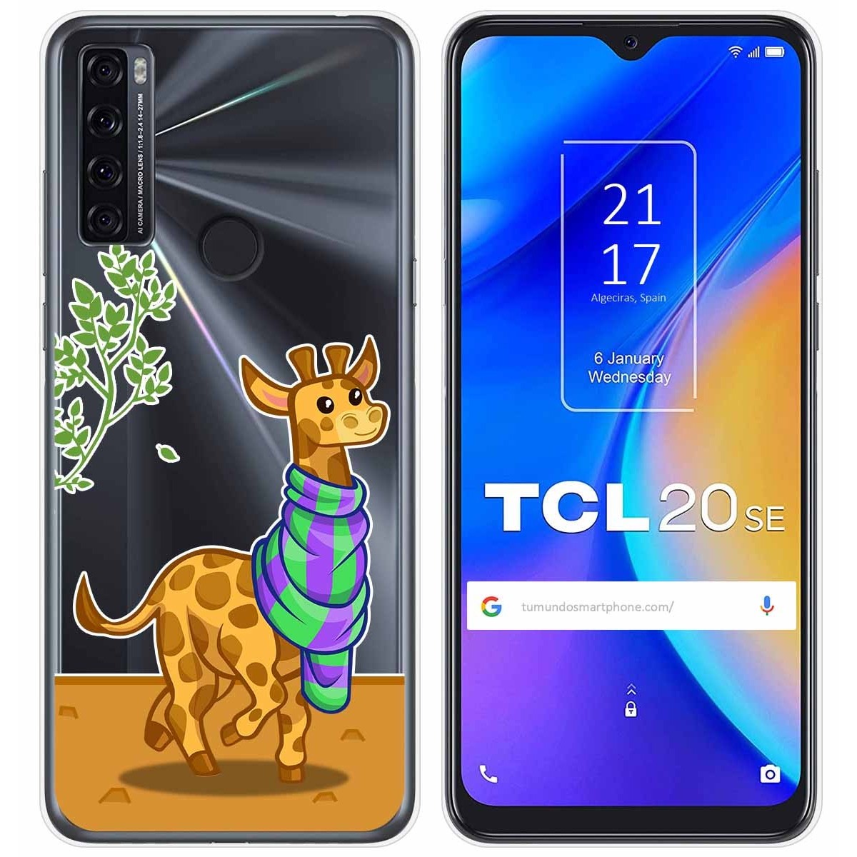 Funda Gel Transparente para TCL 20 SE diseño Jirafa Dibujos
