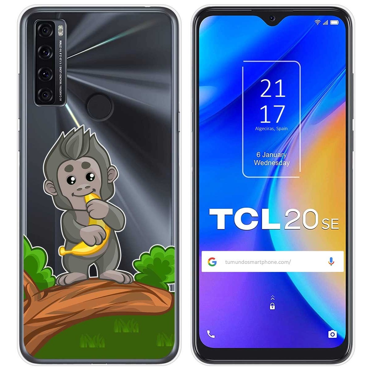 Funda Gel Transparente para TCL 20 SE diseño Mono Dibujos