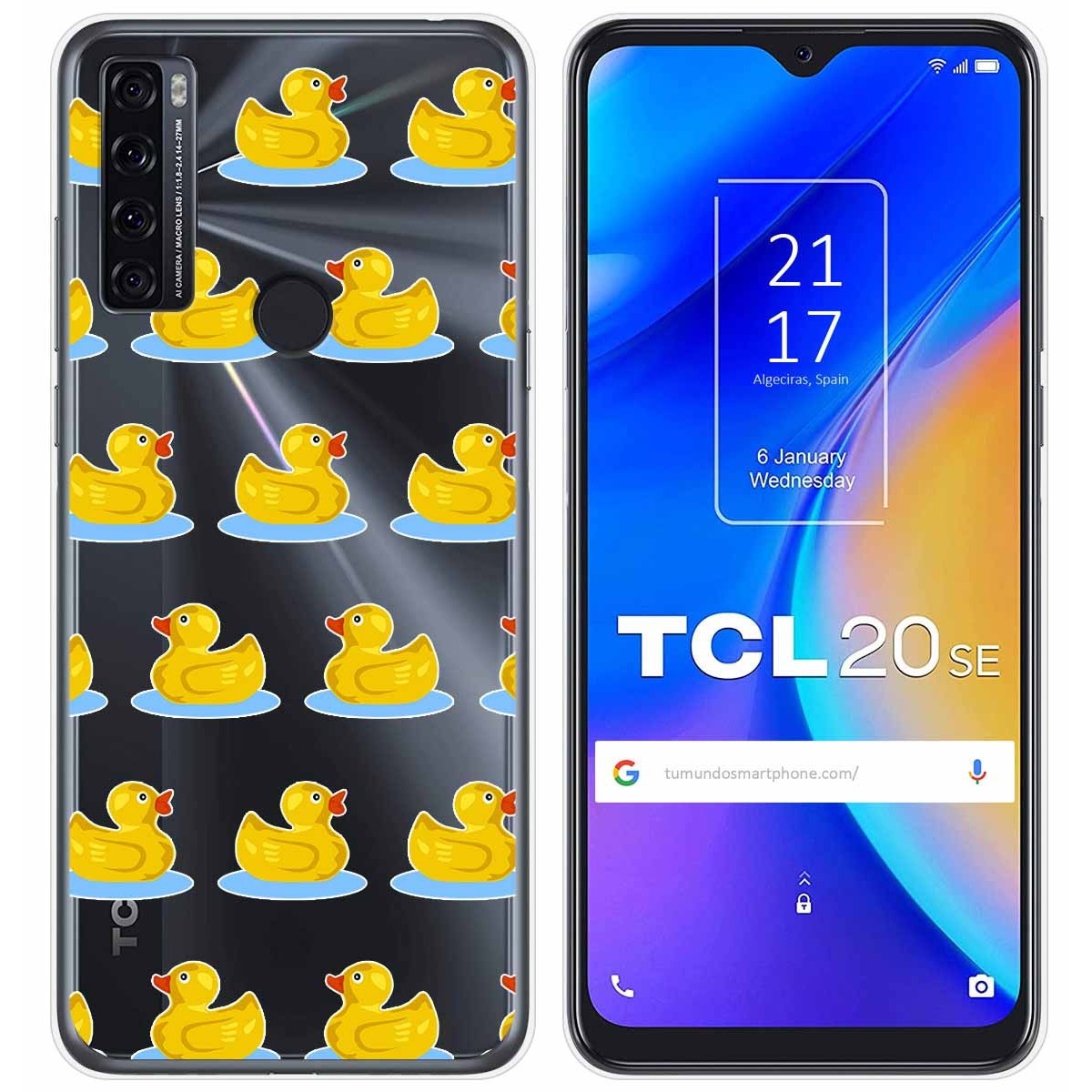 Funda Gel Transparente para TCL 20 SE diseño Pato Dibujos