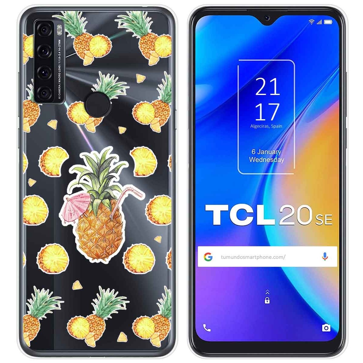 Funda Gel Transparente para TCL 20 SE diseño Piña Dibujos