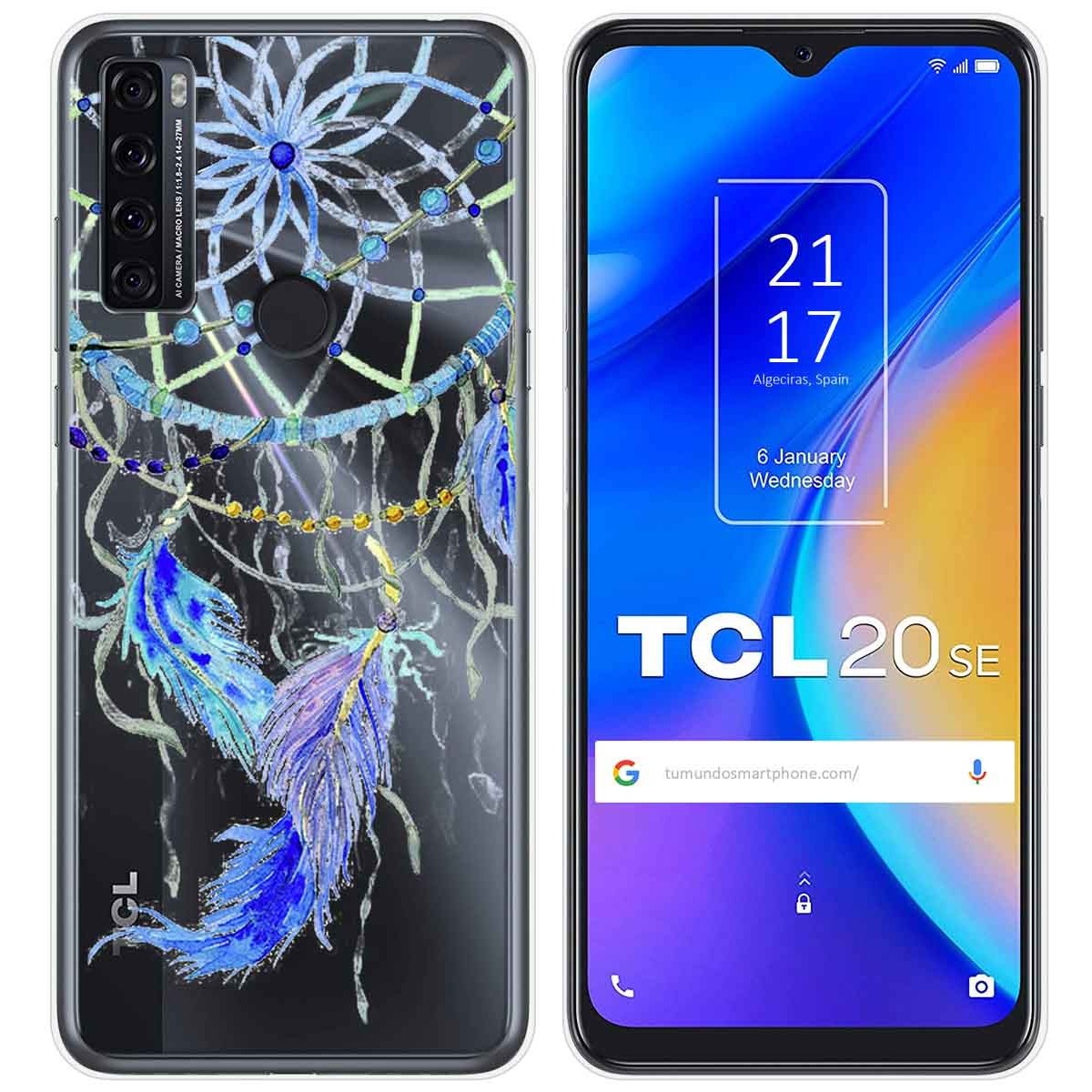 Funda Gel Transparente para TCL 20 SE diseño Plumas Dibujos