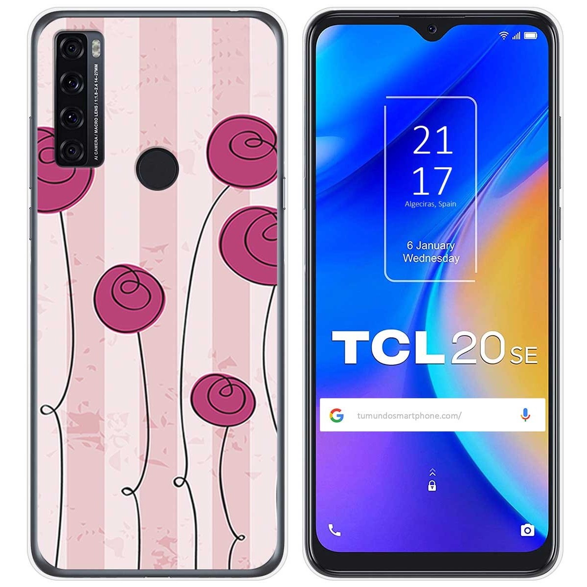 Funda Gel Tpu para TCL 20 SE diseño Flores Vintage Dibujos