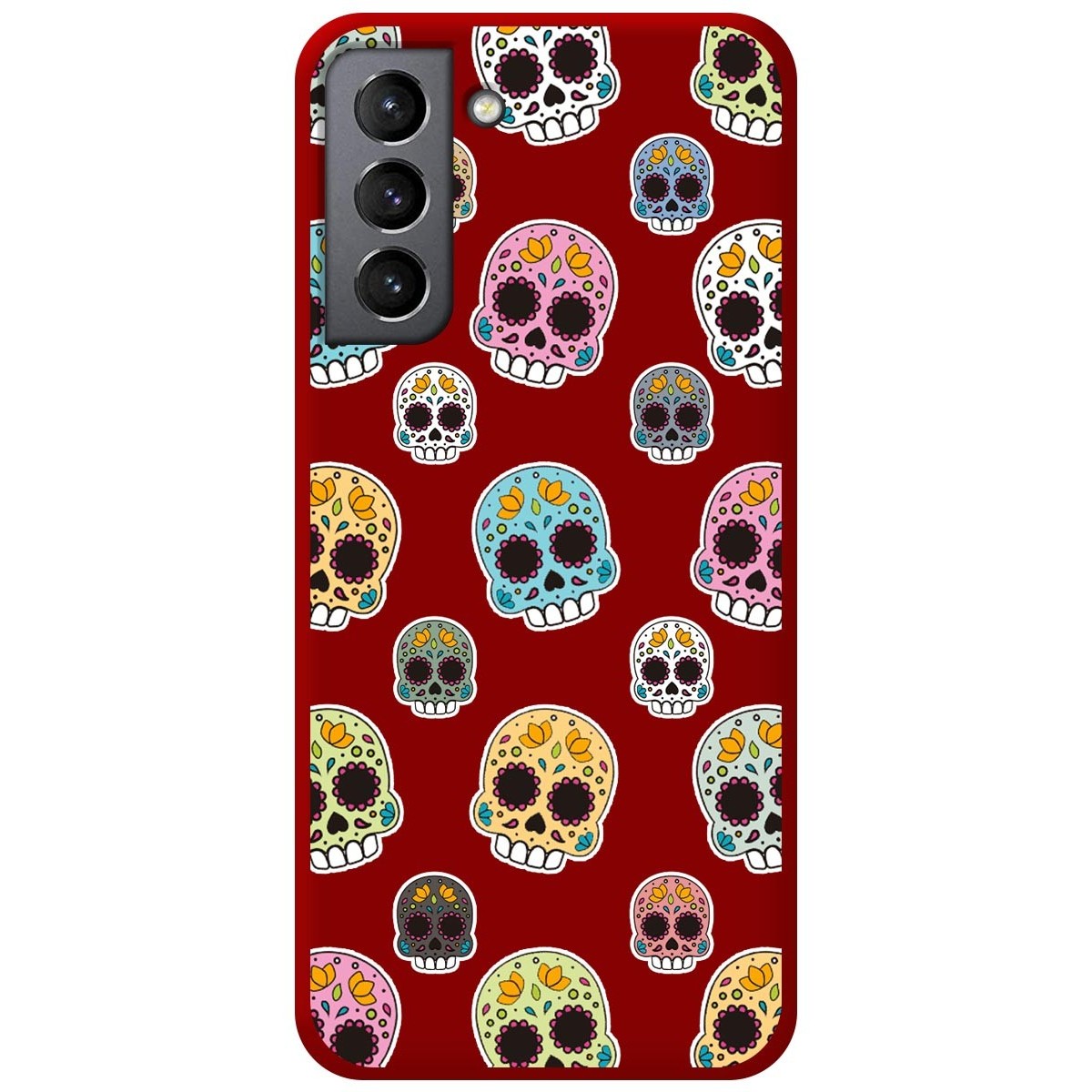 Funda Silicona Líquida Roja para Samsung Galaxy S21 5G diseño Catrina Dibujos