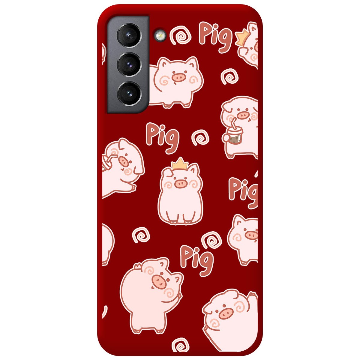 Funda Silicona Líquida Roja para Samsung Galaxy S21 5G diseño Cerdos Dibujos
