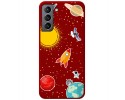 Funda Silicona Líquida Roja para Samsung Galaxy S21 5G diseño Espacio Dibujos