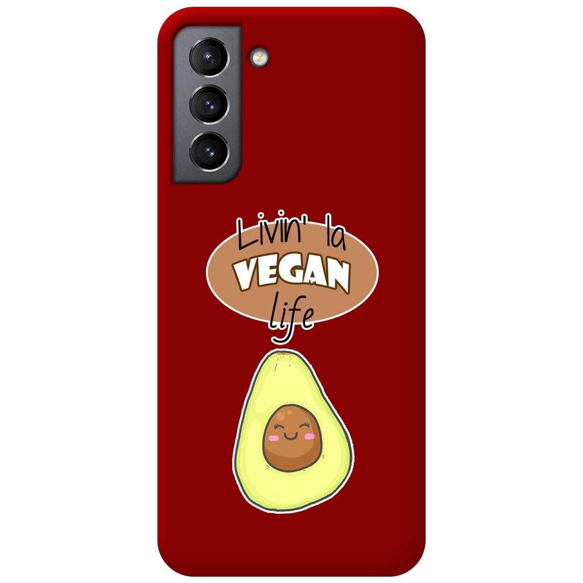 Funda Silicona Líquida Roja para Samsung Galaxy S21 5G diseño Vegan Life Dibujos