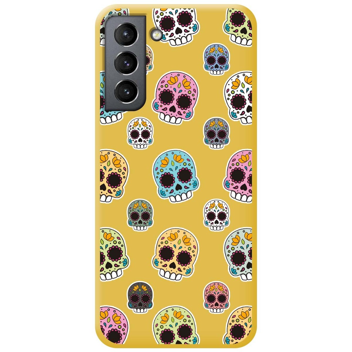 Funda Silicona Líquida Amarilla para Samsung Galaxy S21 5G diseño Catrina Dibujos