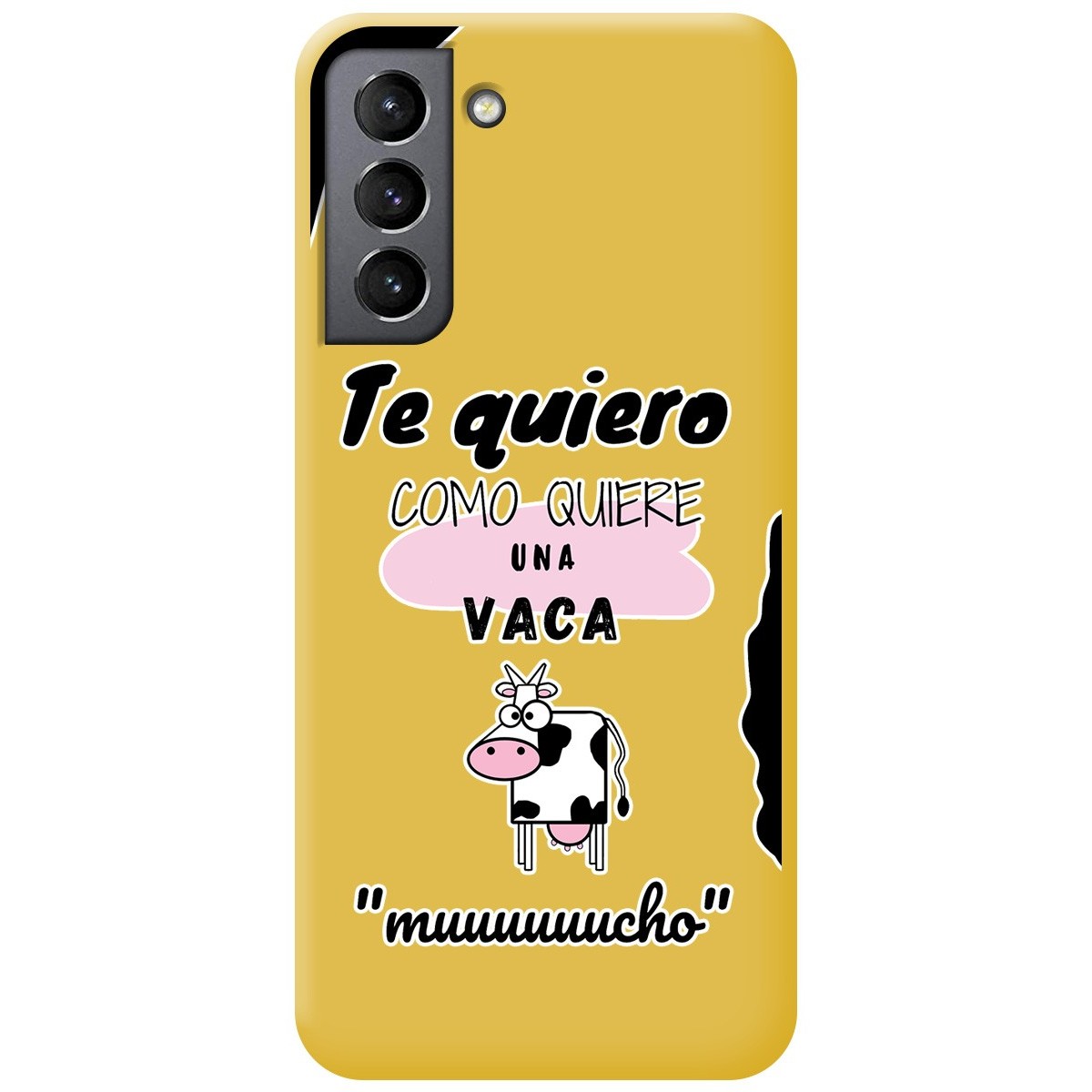 Funda Silicona Líquida Amarilla para Samsung Galaxy S21 5G diseño Vaca Dibujos