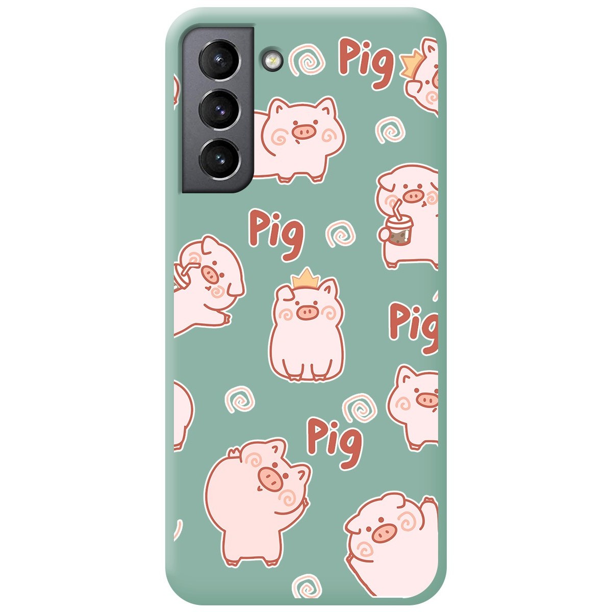 Funda Silicona Líquida Verde para Samsung Galaxy S21 5G diseño Cerdos Dibujos
