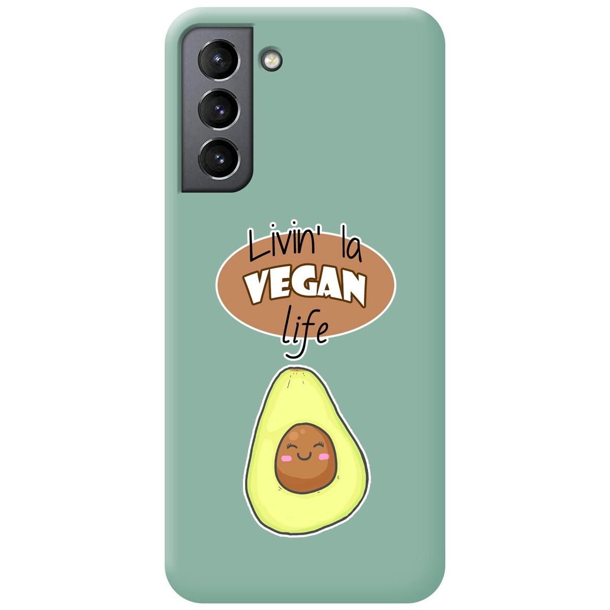 Funda Silicona Líquida Verde para Samsung Galaxy S21 5G diseño Vegan Life Dibujos