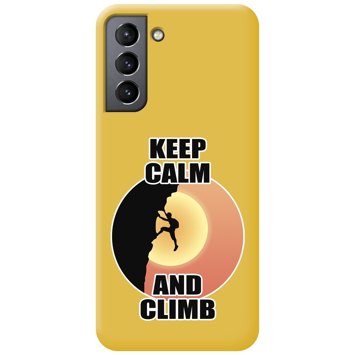 Funda Silicona Líquida Amarilla para Samsung Galaxy S21+ Plus 5G diseño Hombre Escalada Dibujos