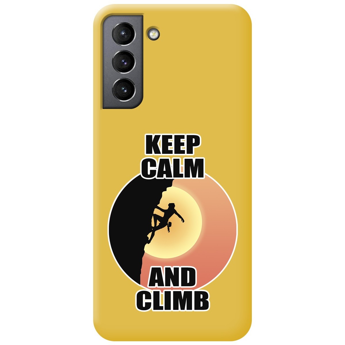 Funda Silicona Líquida Amarilla para Samsung Galaxy S21+ Plus 5G diseño Mujer Escalada Dibujos