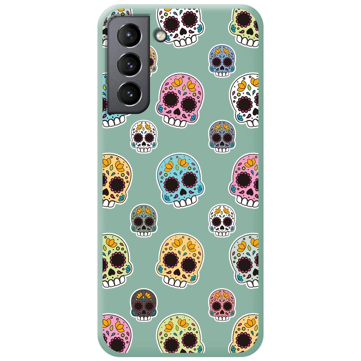 Funda Silicona Líquida Verde para Samsung Galaxy S21+ Plus 5G diseño Catrina Dibujos