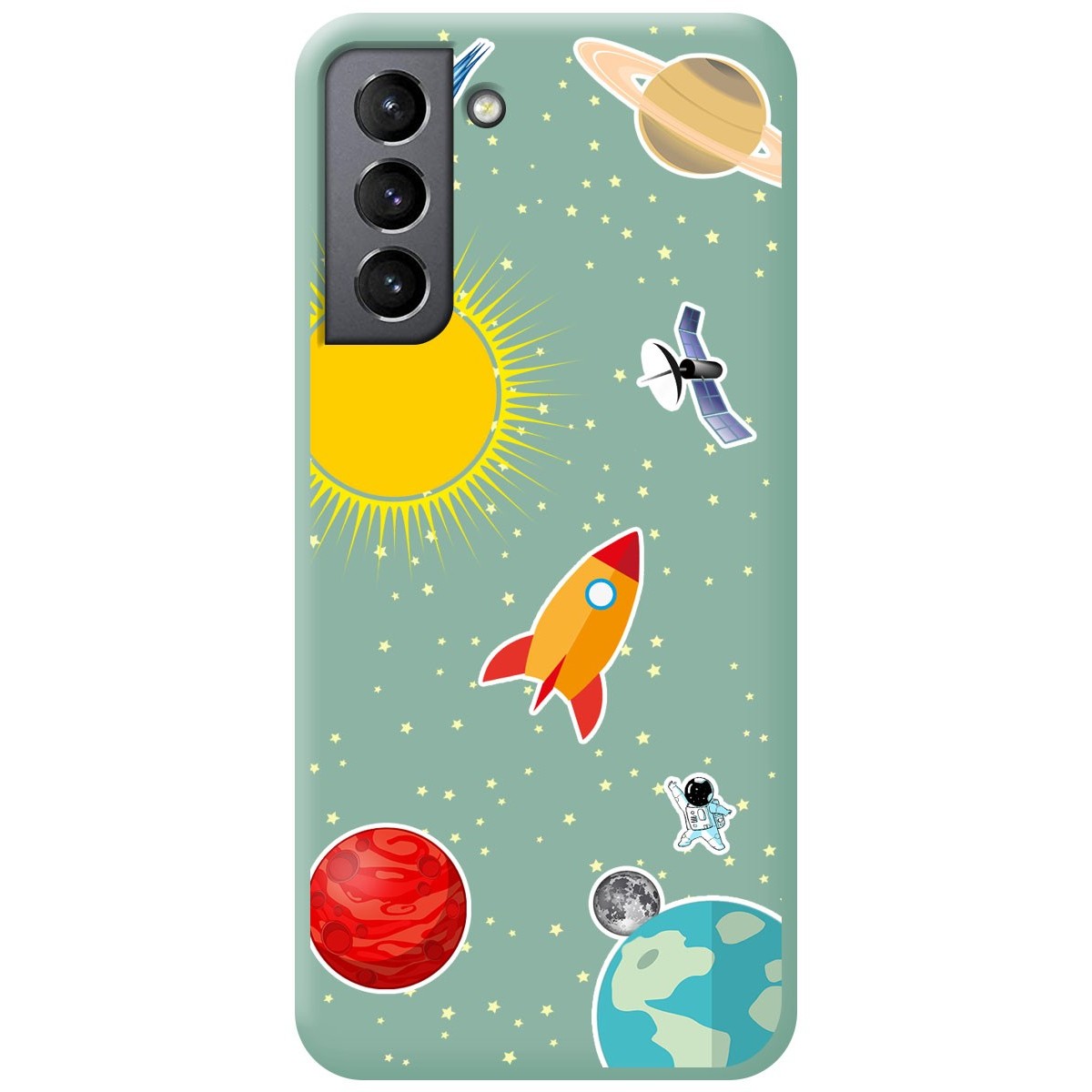Funda Silicona Líquida Verde para Samsung Galaxy S21+ Plus 5G diseño Espacio Dibujos