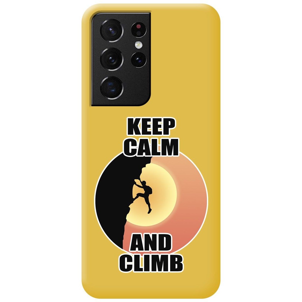 Funda Silicona Líquida Amarilla para Samsung Galaxy S21 Ultra 5G diseño Hombre Escalada Dibujos