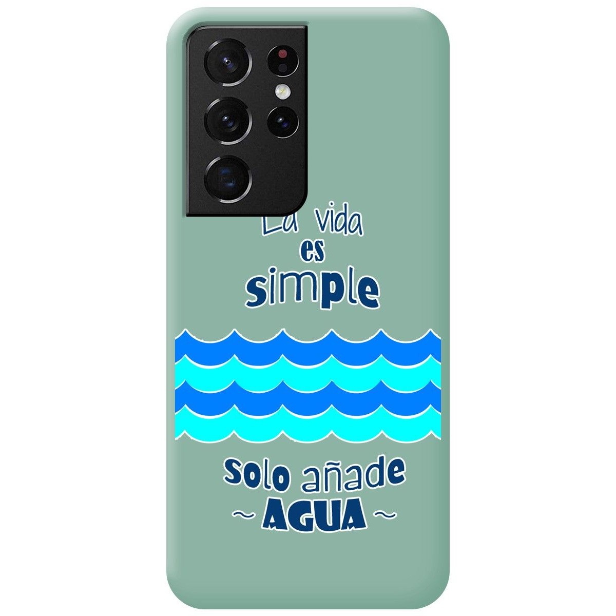 Funda Silicona Líquida Verde para Samsung Galaxy S21 Ultra 5G diseño Agua Dibujos