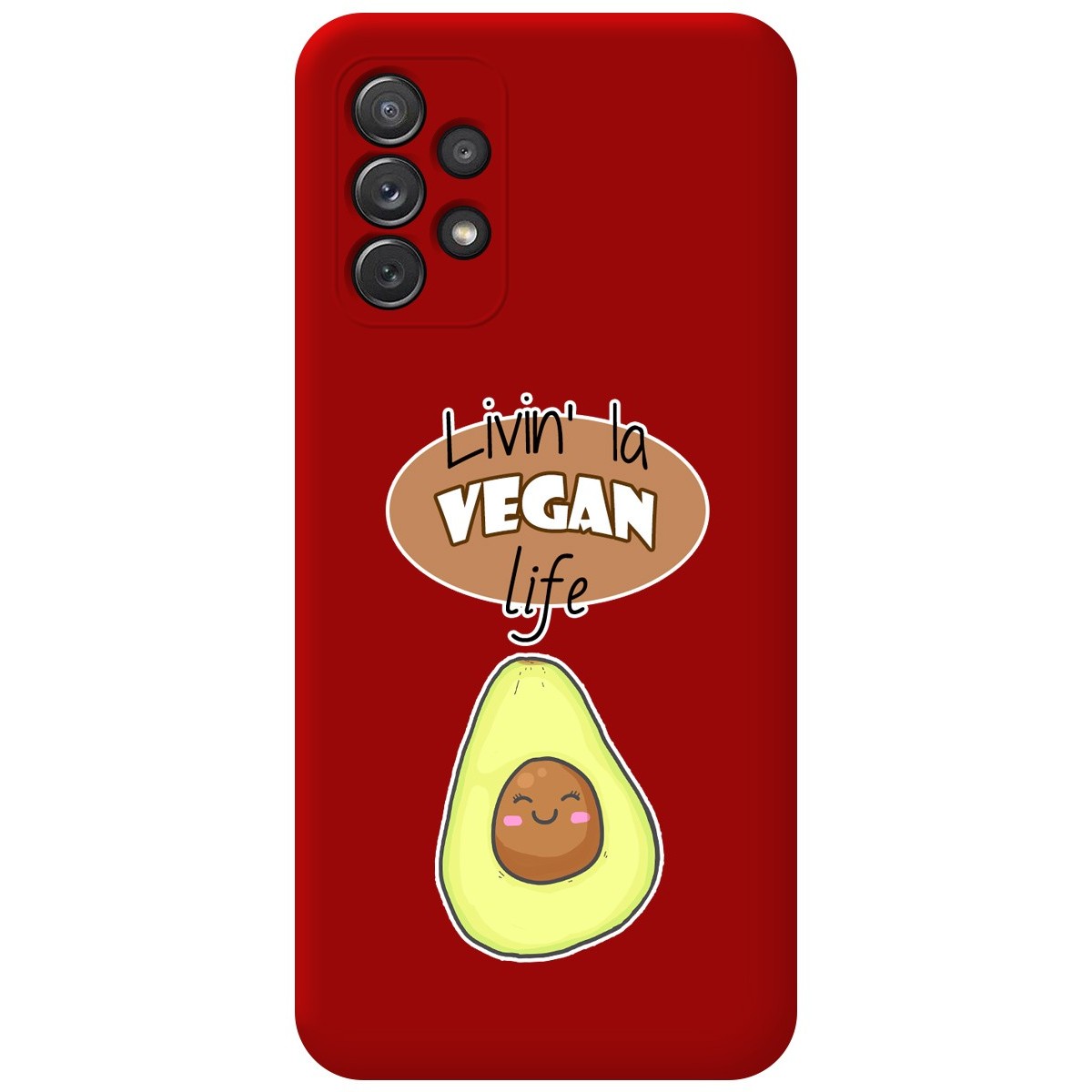 Funda Silicona Líquida Roja para Samsung Galaxy A72 diseño Vegan Life Dibujos