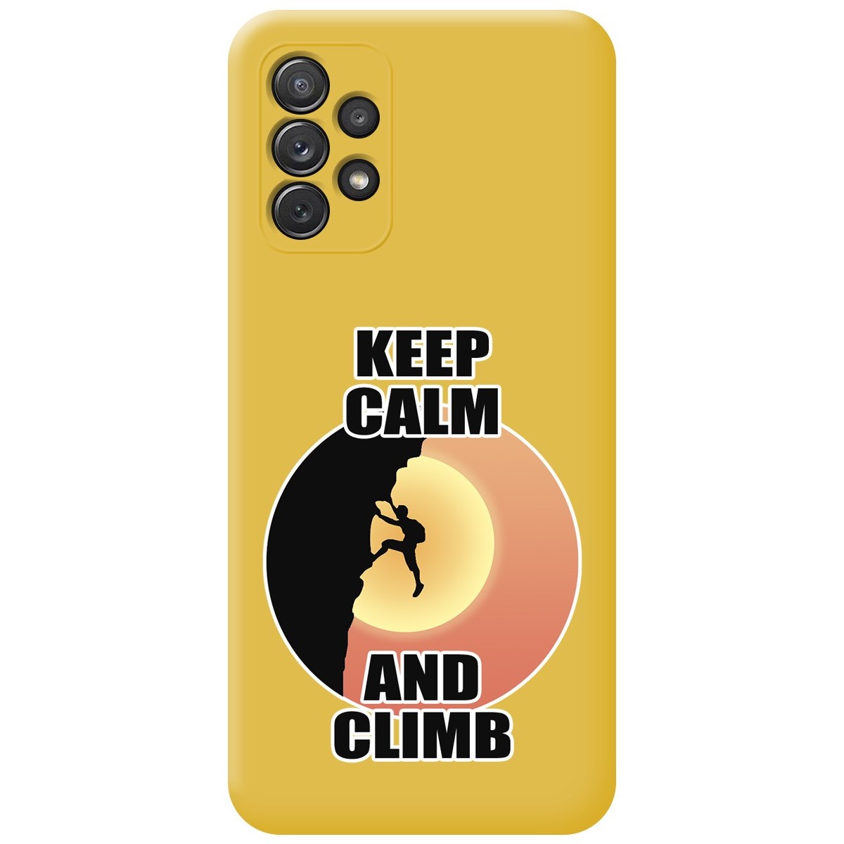 Funda Silicona Líquida Amarilla para Samsung Galaxy A72 diseño Hombre Escalada Dibujos