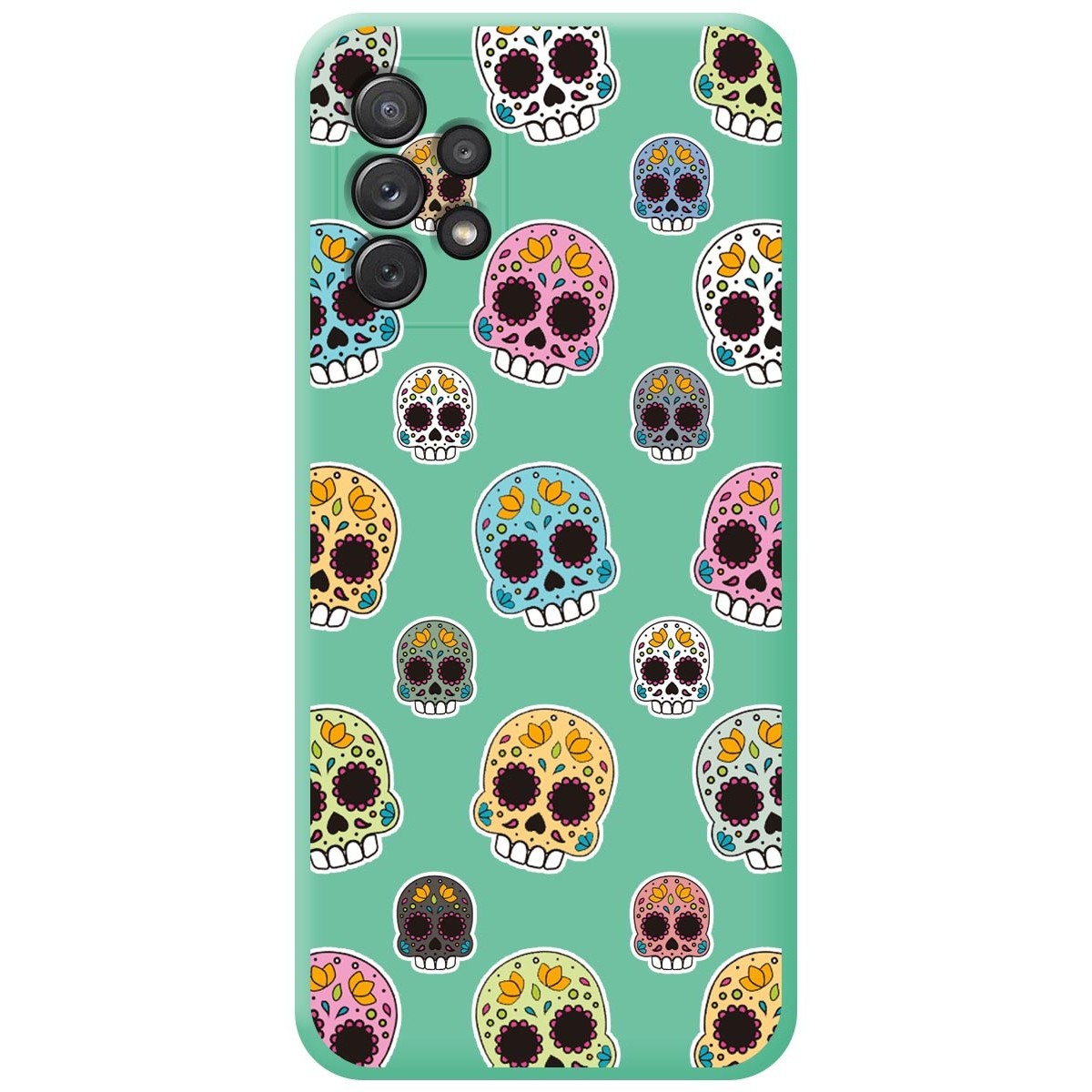 Funda Silicona Líquida Verde para Samsung Galaxy A72 diseño Catrina Dibujos