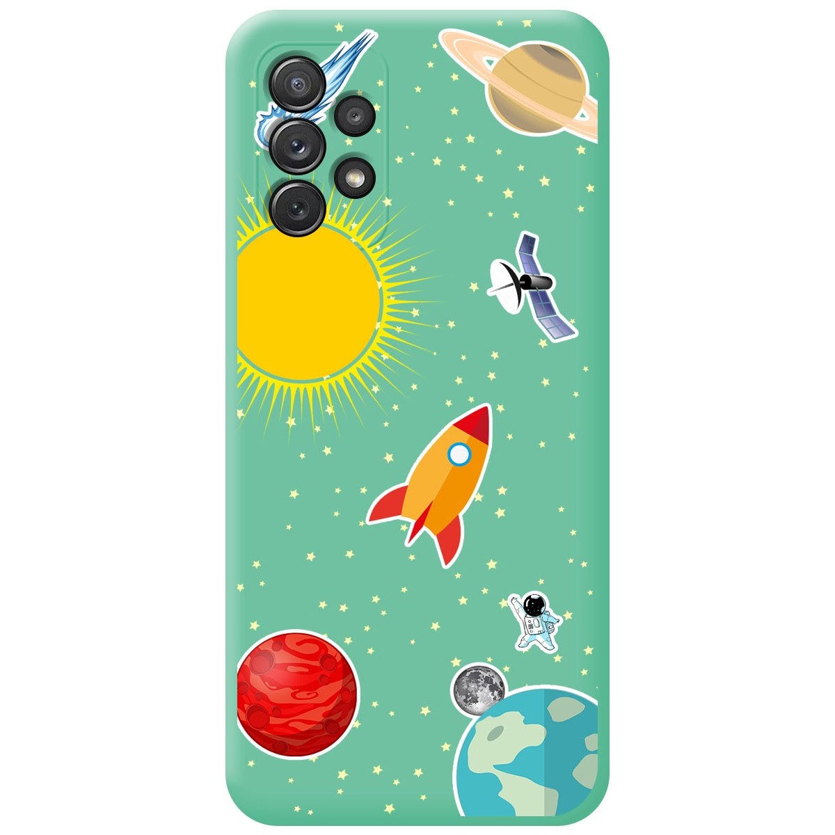 Funda Silicona Líquida Verde para Samsung Galaxy A72 diseño Espacio Dibujos