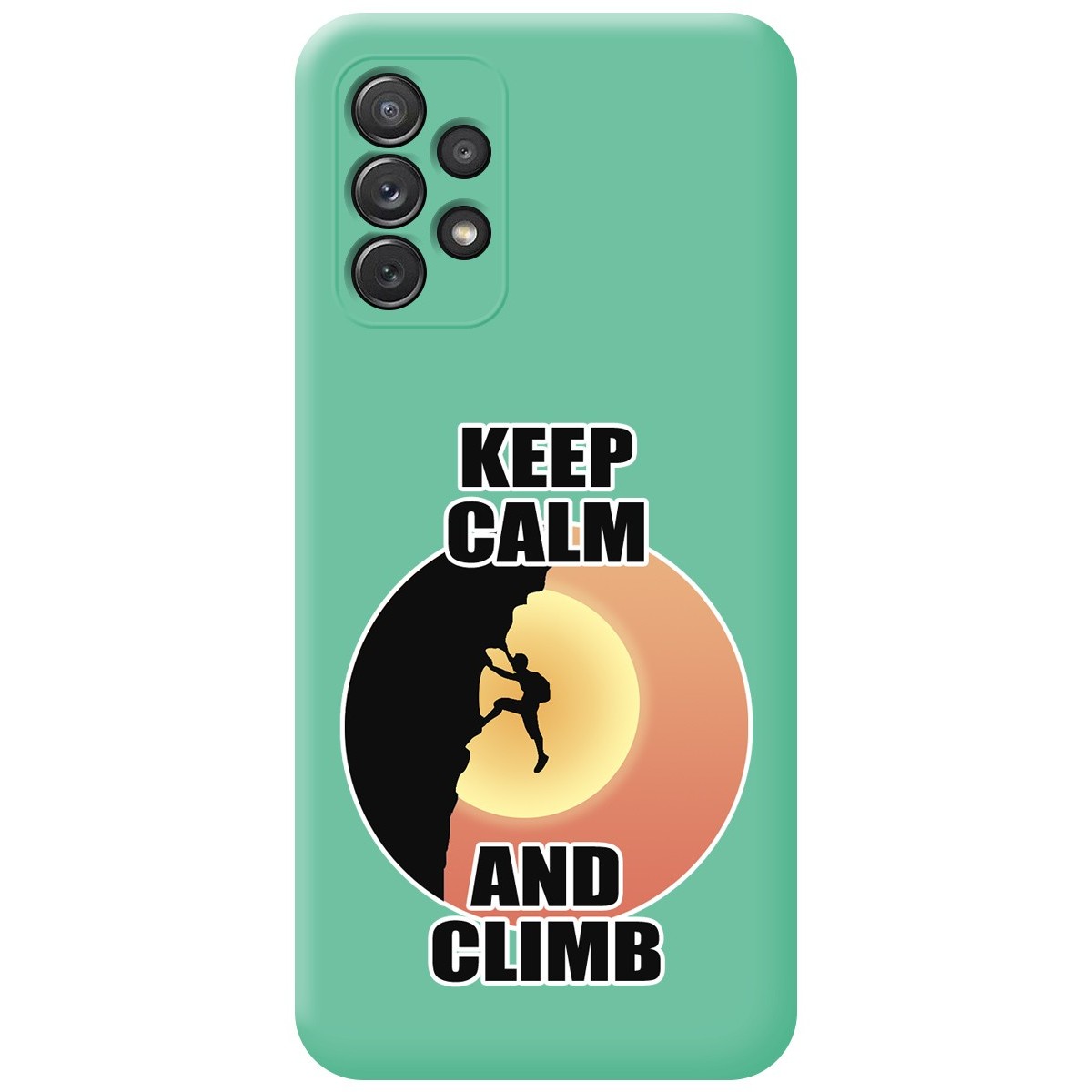 Funda Silicona Líquida Verde para Samsung Galaxy A72 diseño Hombre Escalada Dibujos