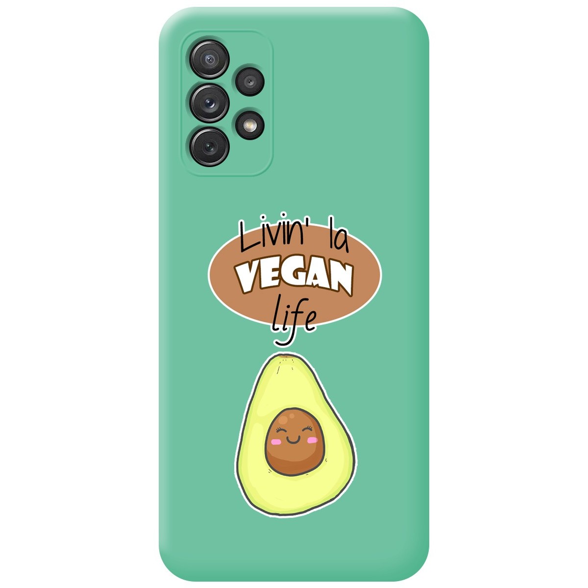 Funda Silicona Líquida Verde para Samsung Galaxy A72 diseño Vegan Life Dibujos