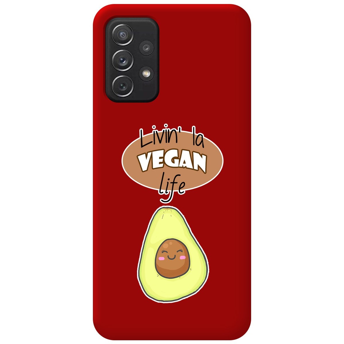 Funda Silicona Líquida Roja para Samsung Galaxy A52 / A52 5G / A52s 5G diseño Vegan Life Dibujos