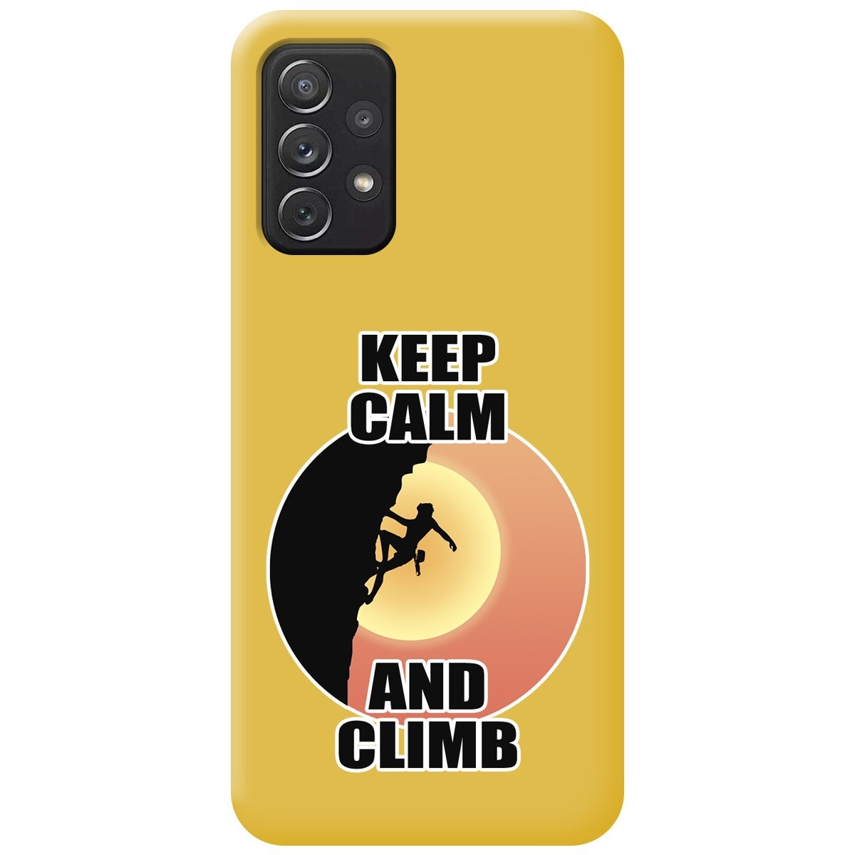 Funda Silicona Líquida Amarilla para Samsung Galaxy A52 / A52 5G / A52s 5G diseño Mujer Escalada Dibujos