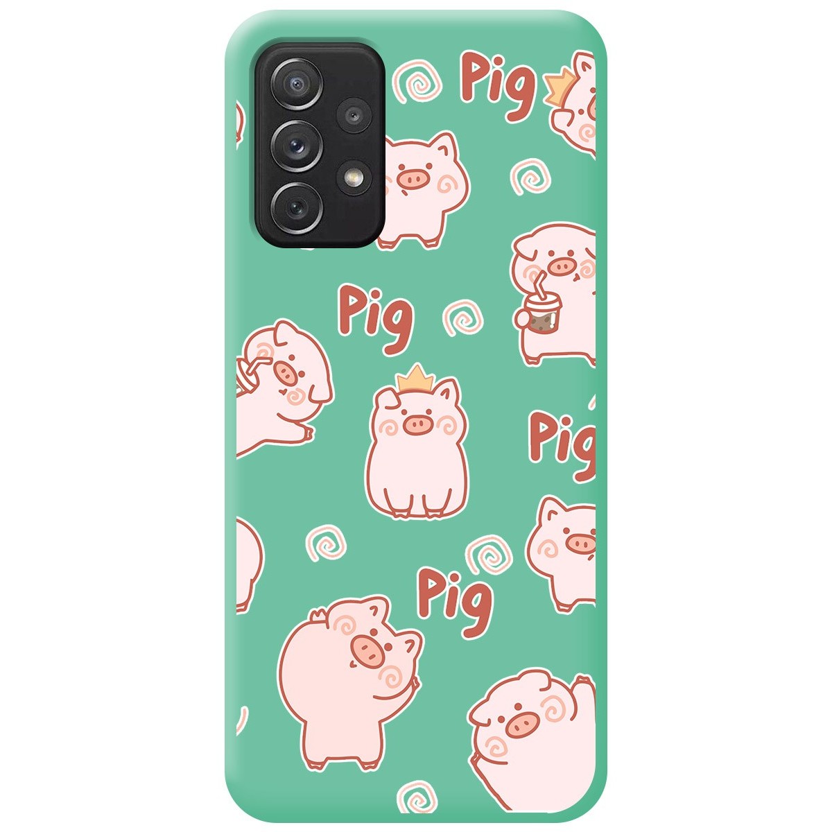Funda Silicona Líquida Verde para Samsung Galaxy A52 / A52 5G / A52s 5G diseño Cerdos Dibujos