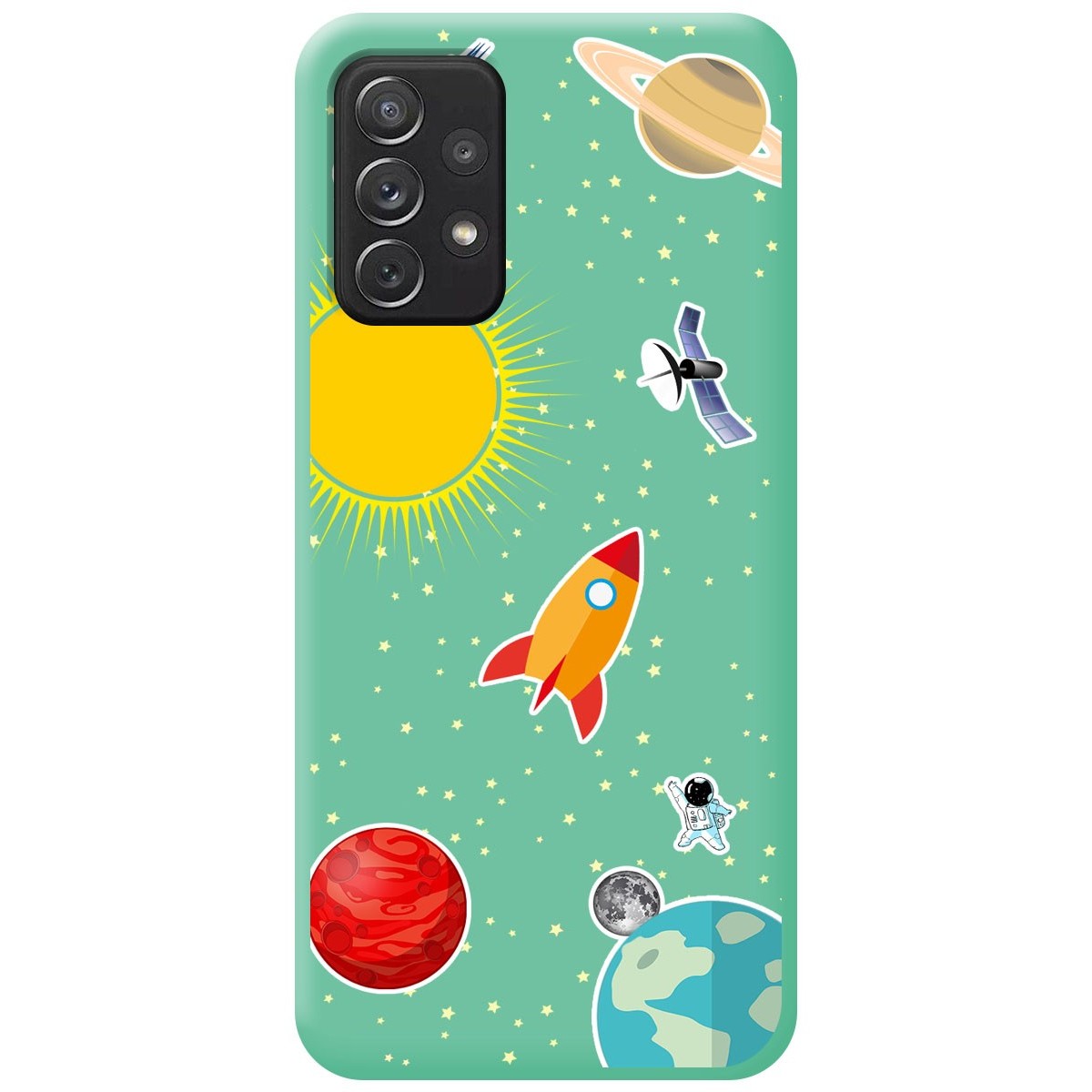 Funda Silicona Líquida Verde para Samsung Galaxy A52 / A52 5G / A52s 5G diseño Espacio Dibujos
