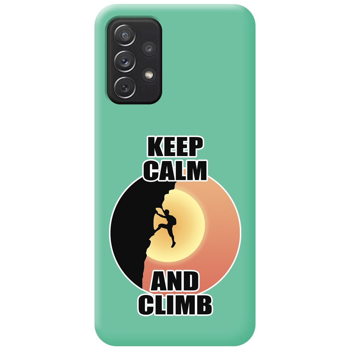 Funda Silicona Líquida Verde para Samsung Galaxy A52 / A52 5G / A52s 5G diseño Hombre Escalada Dibujos