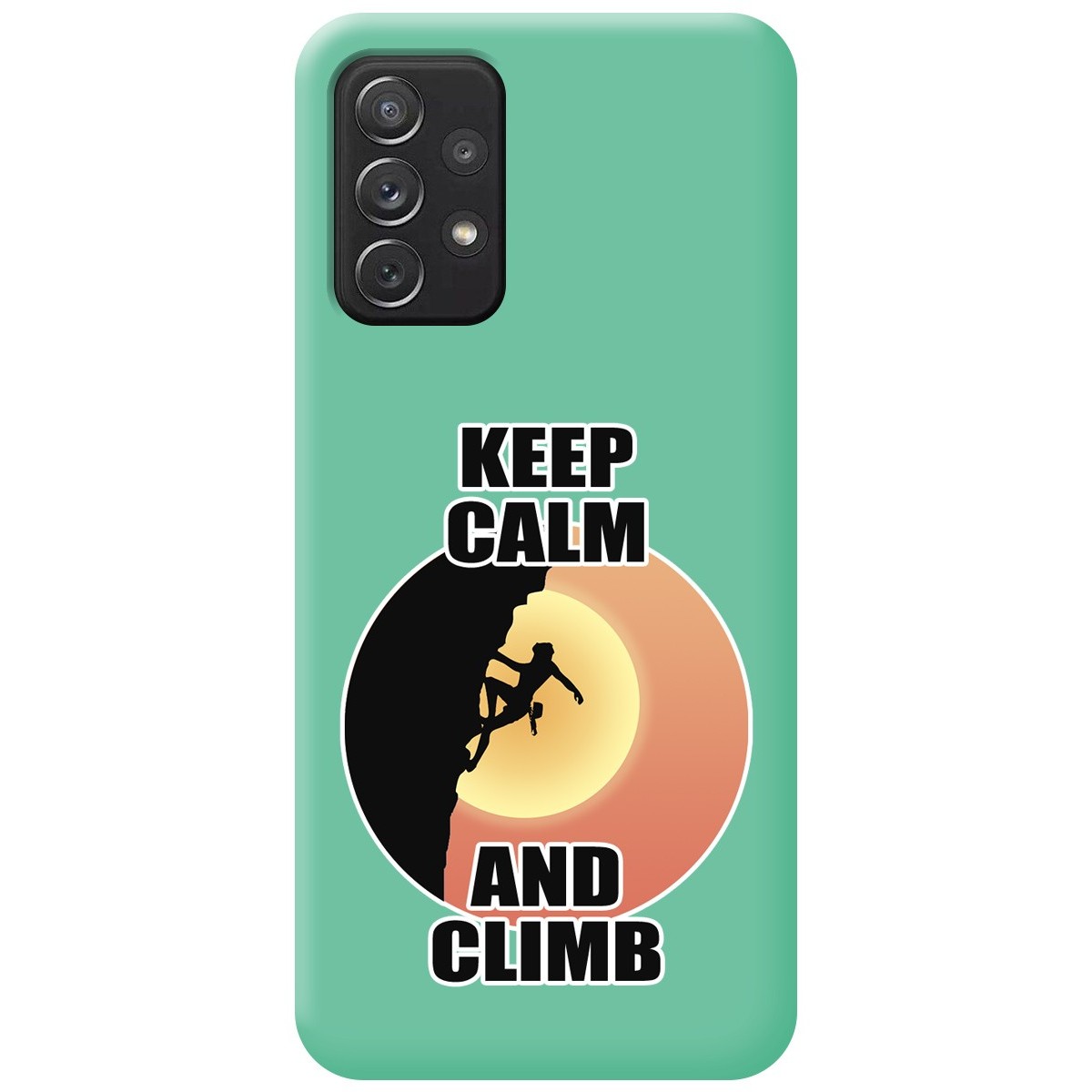 Funda Silicona Líquida Verde para Samsung Galaxy A52 / A52 5G / A52s 5G diseño Mujer Escalada Dibujos