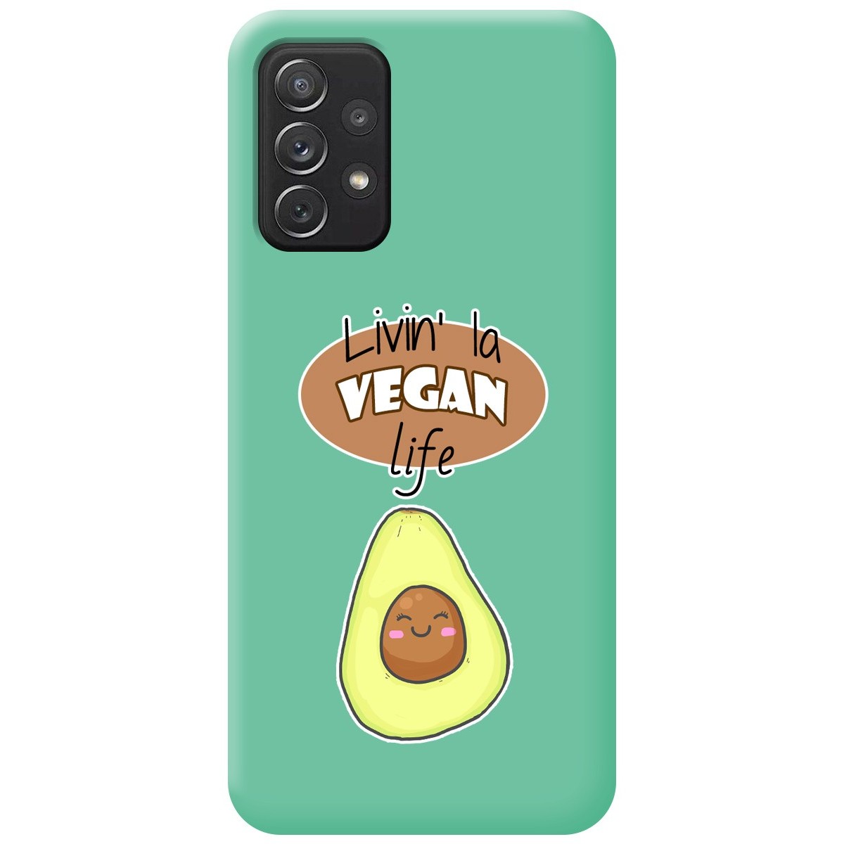 Funda Silicona Líquida Verde para Samsung Galaxy A52 / A52 5G / A52s 5G diseño Vegan Life Dibujos